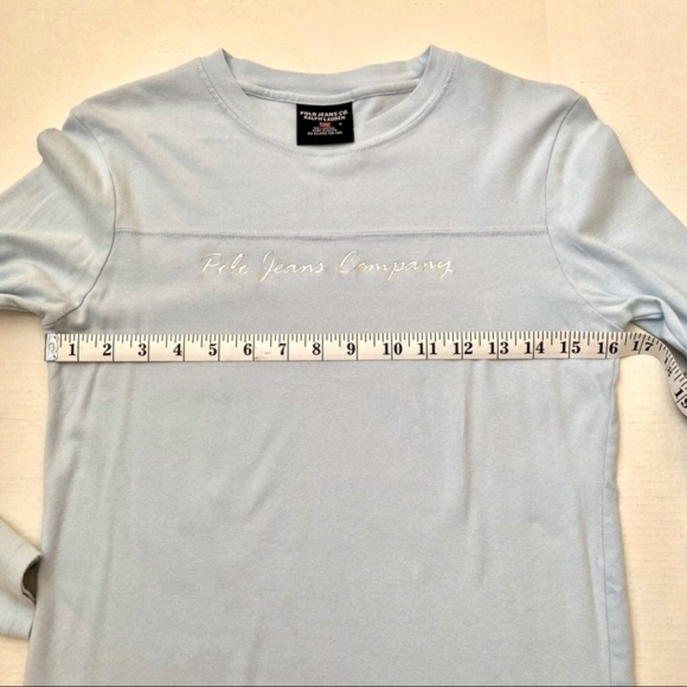 Polo Jeans Co Ralph Lauren Women's blue long-sleeved embellished T-shirt Size M - Picture 4 of 8